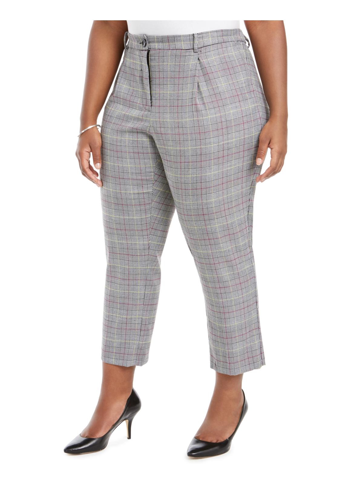 Vince Camuto Womens Glen Plaid High Rise Ankle Pants